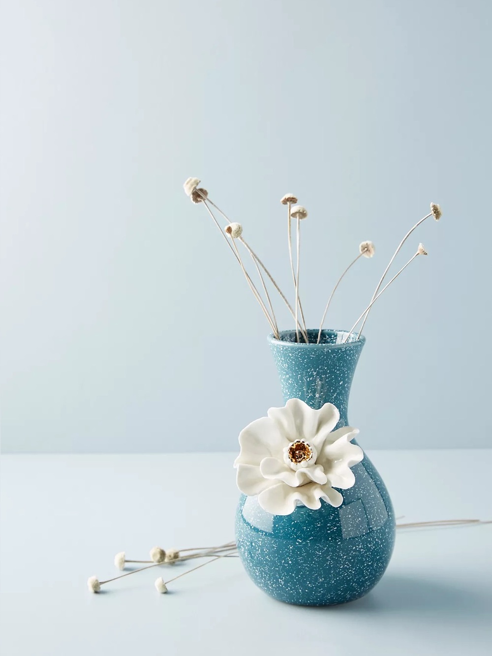 NEW Anthropologie Blue Speckled Flower Vase 3D Flower